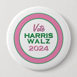 Rosa Grönt Vote HARRIS WALZ 2024 Large Kampanj Knapp