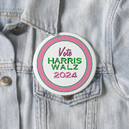 Rosa Grönt Vote HARRIS WALZ 2024 Large Kampanj Knapp