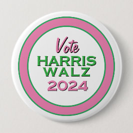 Rosa Grönt Vote HARRIS WALZ 2024 Large Kampanj Knapp