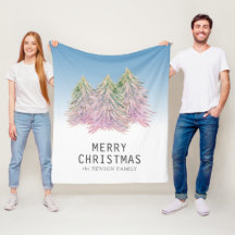 Rosa Grönt Watercolor Julgran Artistic