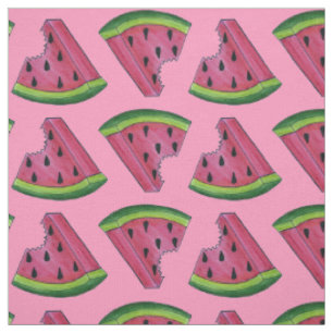Rosa Grönt Watermelon Fruit Melon Slice Fabric Tyg