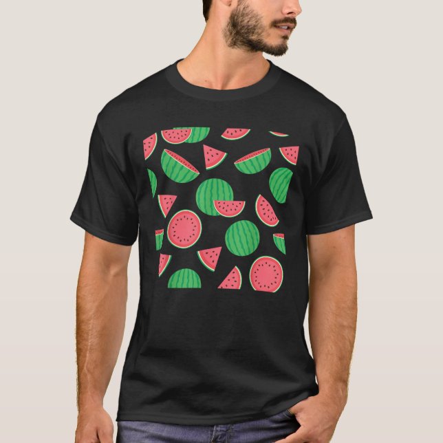 Rosa Grönt Watermelon Funny Summer Melon Fruit Gif T Shirt (Framsida)