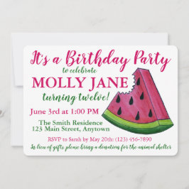 Rosa Grönt Watermelon Slice Födelsedagsfest Shower Inbjudningar