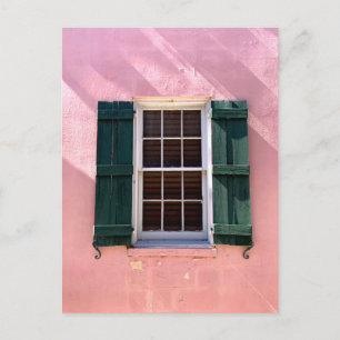 Rosa & Grönt Window St Augustine Florida Photo Vykort
