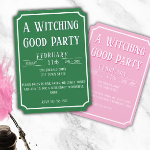 Rosa Grönt Witch - Bra Birthday Inbjudningar