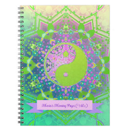 Rosa Grönt Yin Yang Mandala Geometry Mandala Anteckningsbok