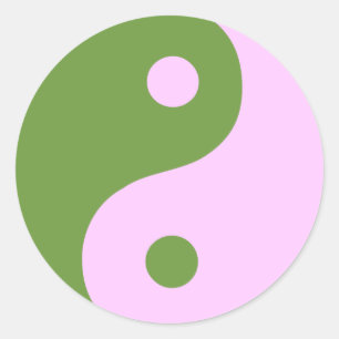 Rosa & Grönt Yin Yang-symbol Runt Klistermärke