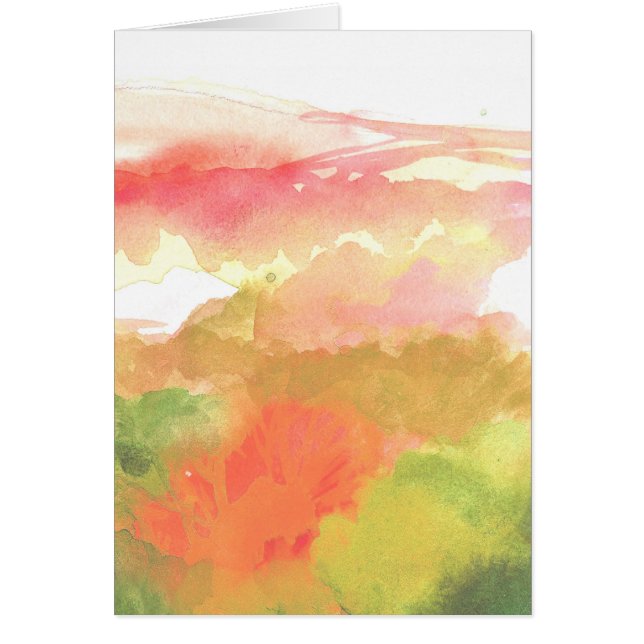 Rosa- & gröntblommigtvattenfärg OBS kort (Framsidan)