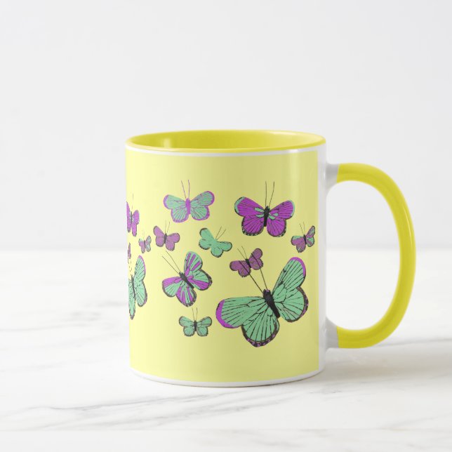 Rosa- & gröntfjärilar mugg (Höger)
