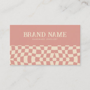 Rosa Groovy Checkerboard Retro Fold Roligt Visitkort