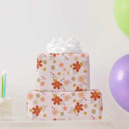 Rosa Groovy Flower Retro Presentpapper