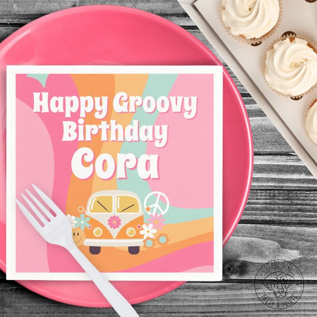 Rosa Groovy Födelsedag Pappersservett (Skapare uppladdad)