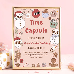 Rosa Groovy Hippie Jultomten Kapsel Poster