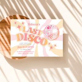 Rosa Groovy Last Disco Bachelorette-inbjudan Inbjudningar