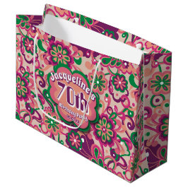 Rosa Groovy Psychedelic 60-tal 70-tal Blommigt Bir