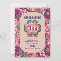 Rosa Groovy Psychedelic 60-tal 70-tal Blommigt Bir