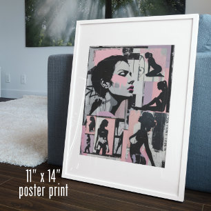 Rosa Grunge 90s Pastel Women Lesbisk Art Poster