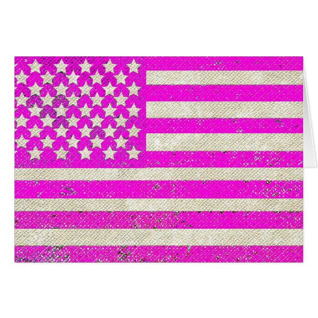 Rosa grunge American flagga Hälsningskort (Framsidan Horizontal)