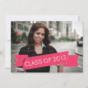 Rosa Grunge Banner 2013 Grad-inbjudan Inbjudningar