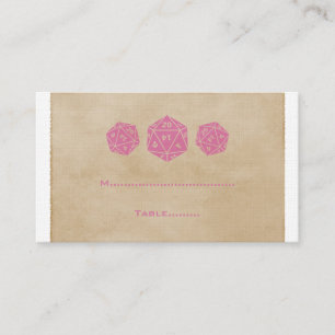 Rosa Grunge D20 Dice Gamer Place Card Placeringskort