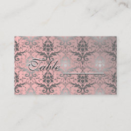Rosa Grunge Damask Bord Card Placeringskort