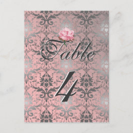 Rosa Grunge Damask Bord Card Vykort