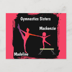 Rosa Grunge Gymnastiksystrar Namn Konst Vykort