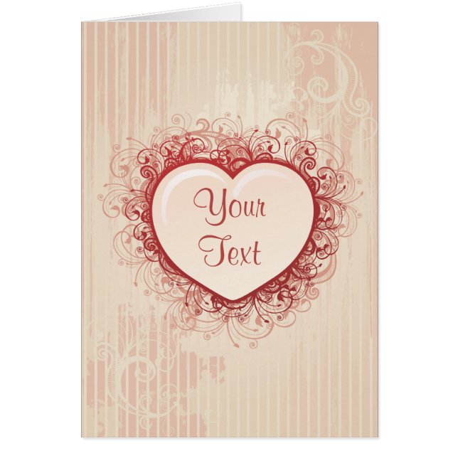 Rosa Grunge Heart Hälsningskort (Framsidan)
