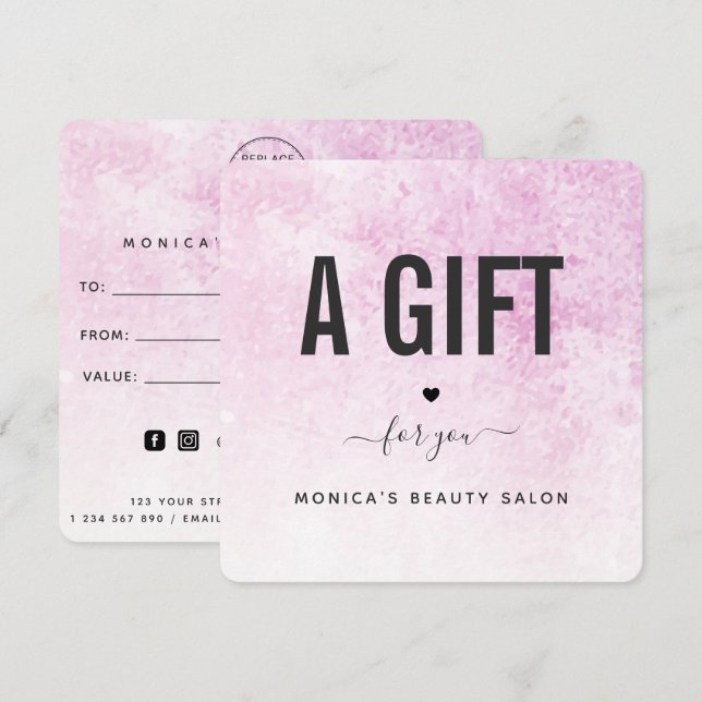 Rosa Grunge Modern Trendig Beauty Salon Makeup Hai (Fram/baksida)