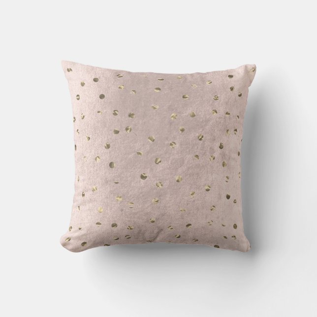 Rosa Grungy Ro Metallic Polka dots Faux Guld Kudde (Framsida)