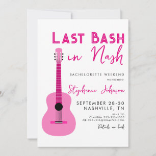 Rosa Guitar Last Bash in Nash Bachelorette Inbjudningar