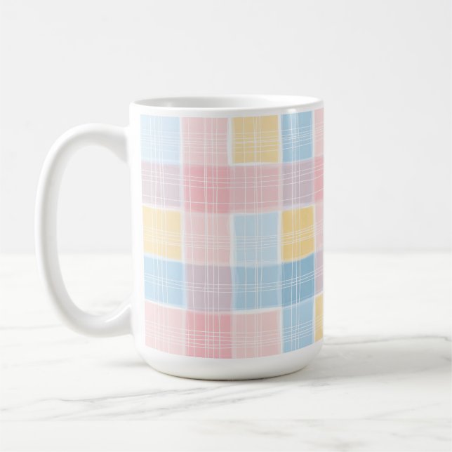 ROSA GUL BLÅ PÅSK RANDIGT MÖNSTER KAFFEMUGG (Vänster)