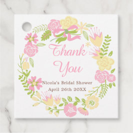 Rosa & Gul Blommig Krans Bröllopsfest Gåvor Etiketter