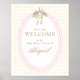 Rosa & Gul Citronbåge Baby Shower Välkomstskylt Poster