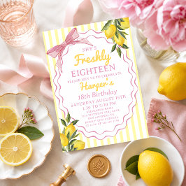Rosa Gul Citronläsk Citron Tematisk Färsk Födelsed Inbjudningar