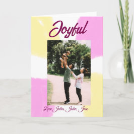 Rosa gul glädjerik semester foto familj retro boho kort