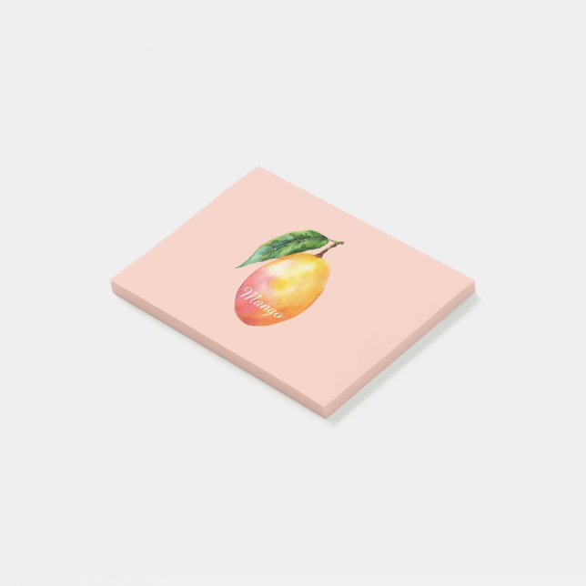 Rosa Gul Mango Frukt Post-it Block (Vinklad)