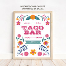 Rosa gul mexikansk fiesta Taco Bar-skylt