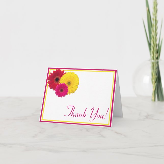 Rosa Gul Röd Gerbera Tusenskönastjärt Tack-kort Tack Kort (Framsida)