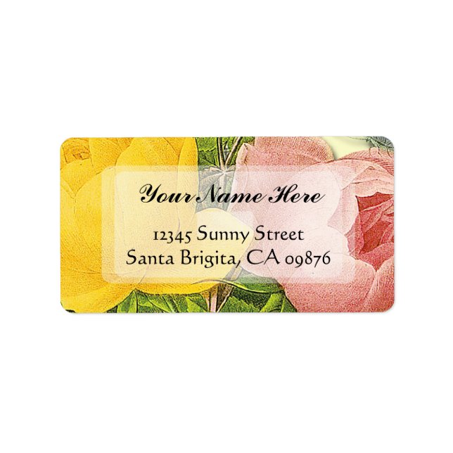 Rosa Gul ros Anpassningsbar Adressetiketter (Framsidan)