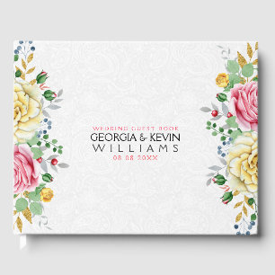 Rosa & Gul ros Blommigt Bouquet Gästböcker