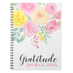 Rosa gul ros blommigt måla tacksamhet mot journal anteckningsbok