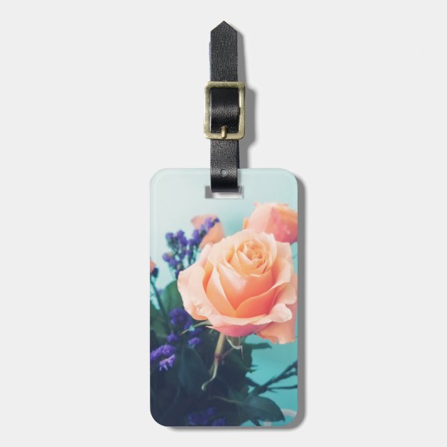 rosa gul ros med mintgrön bakgrund bagagebricka (Vertikal Framsida)
