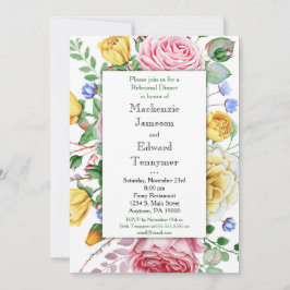 Rosa Gul ros Repetitionsmiddagsinbjudan Inbjudningar