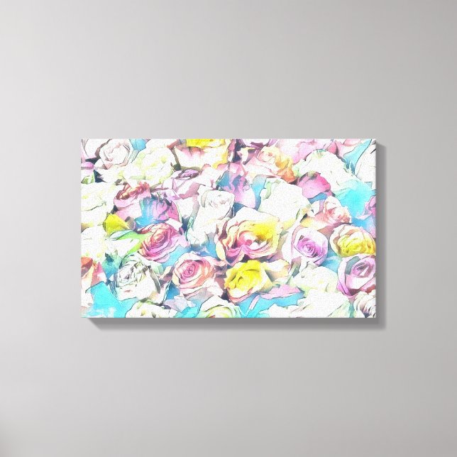 Rosa gul ros som målar Kanvastrycket Indraget Canvastryck (Framsida)
