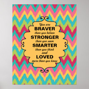 Rosa Gul Turkos Grön Chevron Uppmuntran Poster