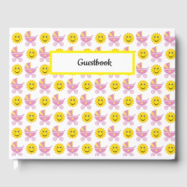 Rosa GUL VIT SÖTA BABYFLICKSAKAR Gästböcker (Framsida)