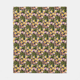 Rosa & Gula blommor Fleece Blanket