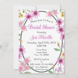 Rosa Gula blommor Grönt VattenfärgsfärgMöhippa Inbjudningar