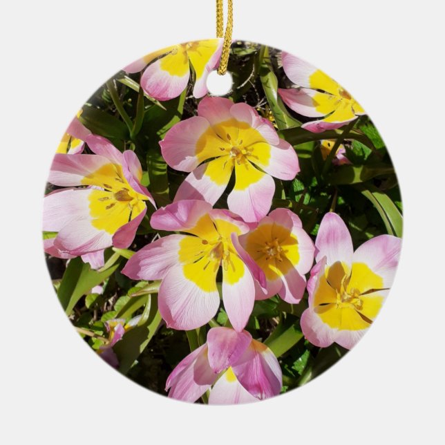 Rosa & Gula blommor keramiska prydnadsföremål Julgransprydnad Keramik (Framsidan)